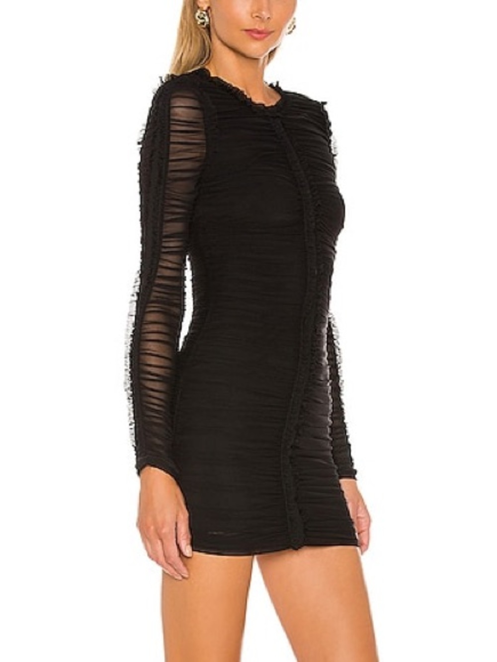 Las Olas Long Sleeve Mini Dress in Black by NBD Size Medium